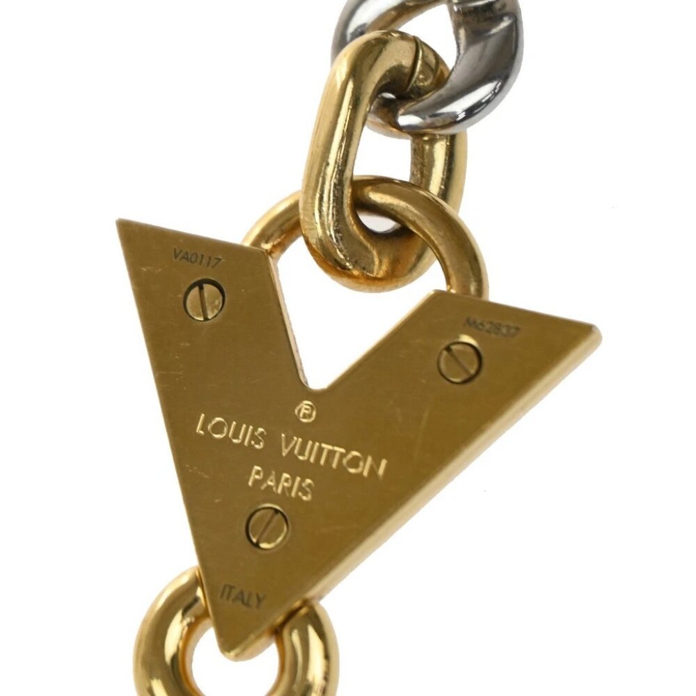 LOUIS VUITTON Logo Chain Long Necklace Gold Silver Italy - Picture 5 of 11